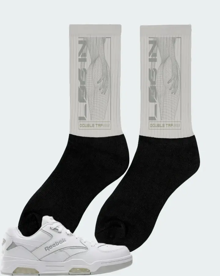 Reebok BB4500 DMX  White Grey  Sneaker Matching Grey Socks (LOGIN) - View 3