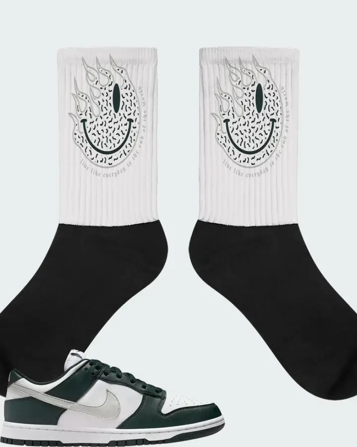 Nike Dunk Low Seaweed White Sail Metallic Silver Matching Socks