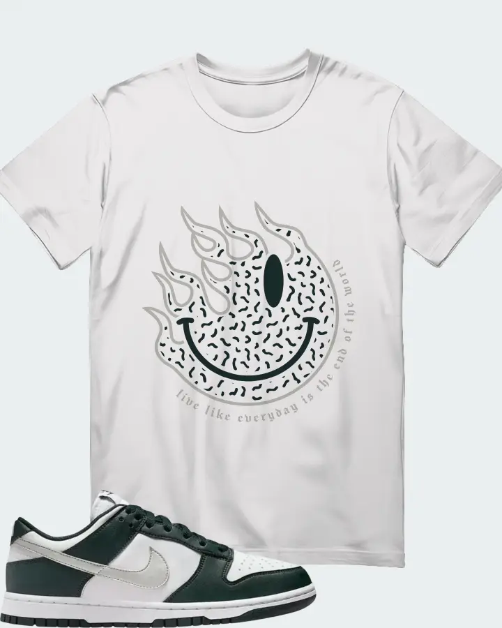 Nike Dunk Low Seaweed White Sail Metallic Silver Matching T-Shirt