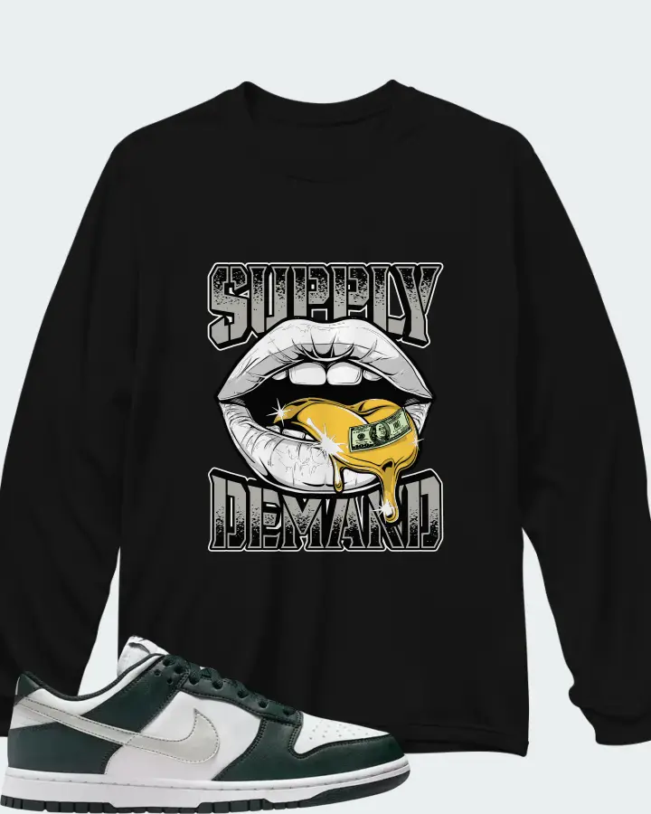 Nike Dunk Low Seaweed White Sail Metallic Silver Matching Long Sleeve T-Shirt