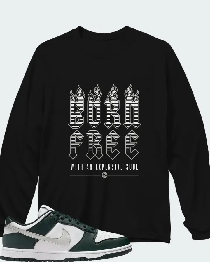 Nike Dunk Low Seaweed White Sail Metallic Silver Matching Long Sleeve T-Shirt