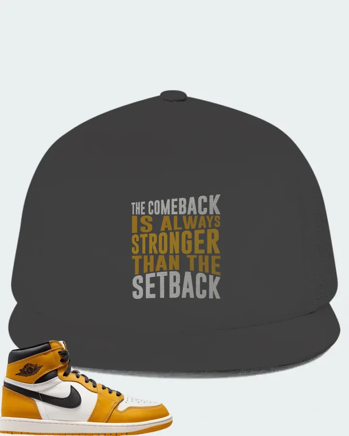 Air Jordan 1 Retro High OG Yellow Ochre Sneaker Matching Dark Grey Hat - The Comeback