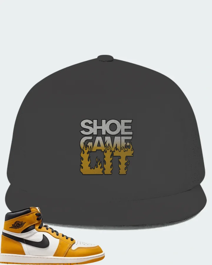Air Jordan 1 Retro High OG Yellow Ochre Sneaker Matching Dark Grey Hat - Shoe Game Lit Refreshed