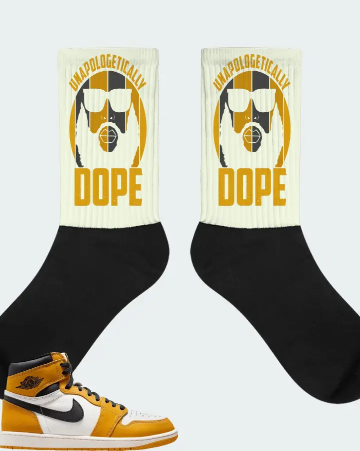 Air Jordan 1 Retro High OG Yellow Ochre Sneaker Matching Citron Socks - UNAPOLOGETICALLY DOPE Man