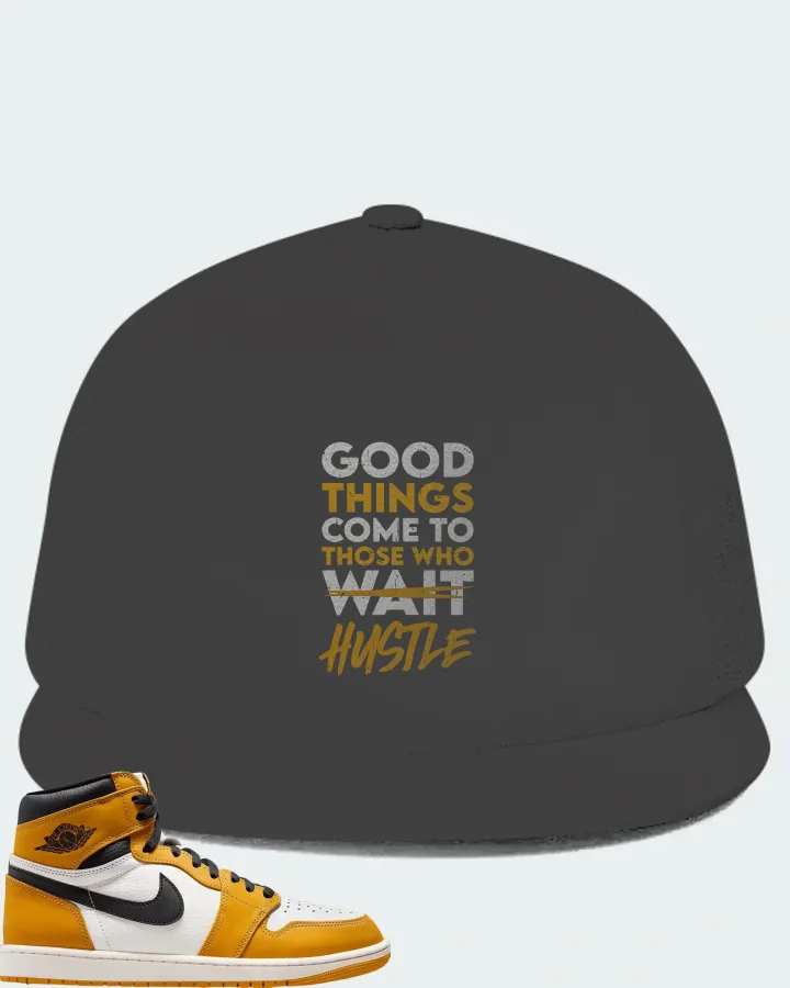 Air Jordan 1 Retro High OG Yellow Ochre Sneaker Matching Dark Grey Hat - Good Things Come