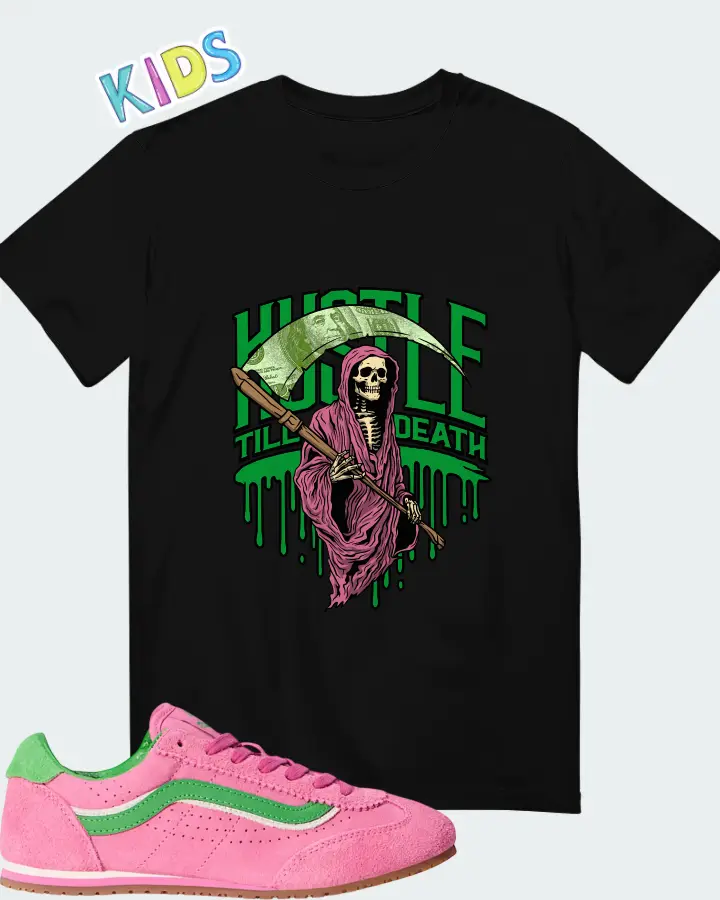Vans Super Lowpro  Fizz Pink Bright Green Matching Kid's T-Shirt