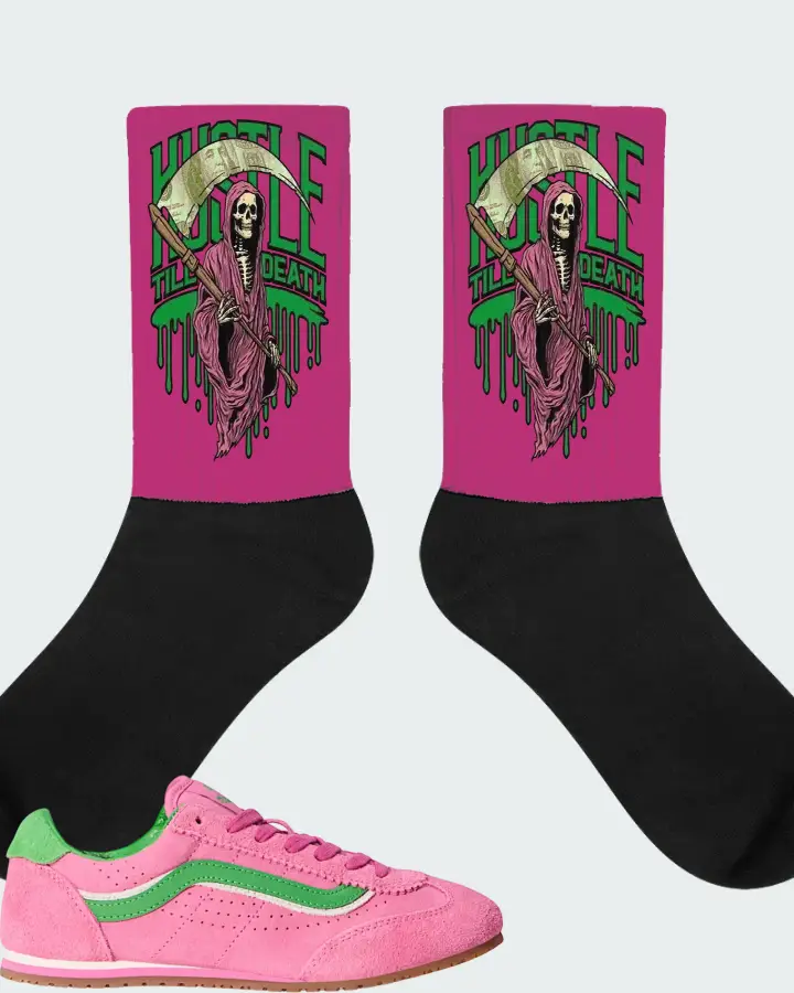 Vans Super Lowpro  Fizz Pink Bright Green Matching Socks
