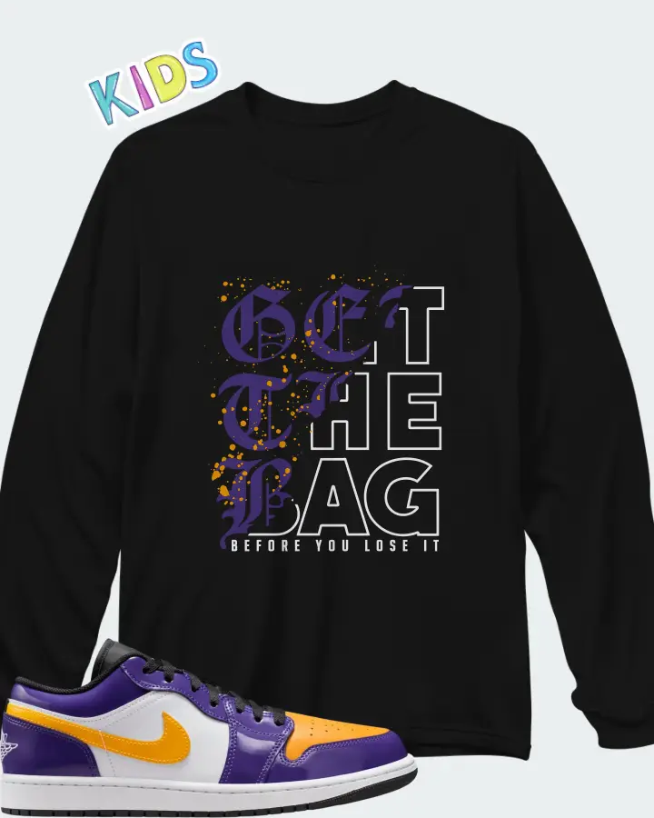 Air Jordan 1 Low Lakers Matching Kid's Long Sleeve T-Shirt