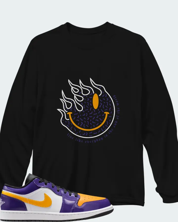 Air Jordan 1 Low Lakers Matching Long Sleeve T-Shirt