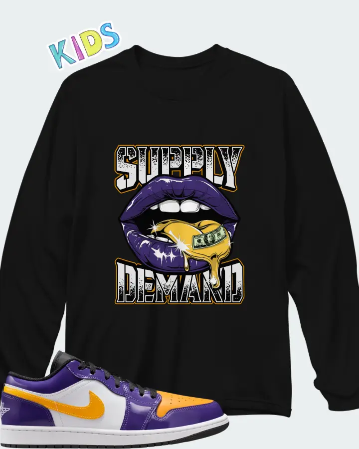Air Jordan 1 Low Lakers Matching Kid's Long Sleeve T-Shirt