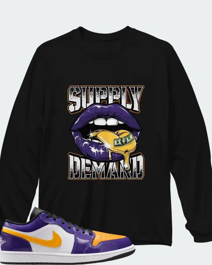 Air Jordan 1 Low Lakers Matching Long Sleeve T-Shirt