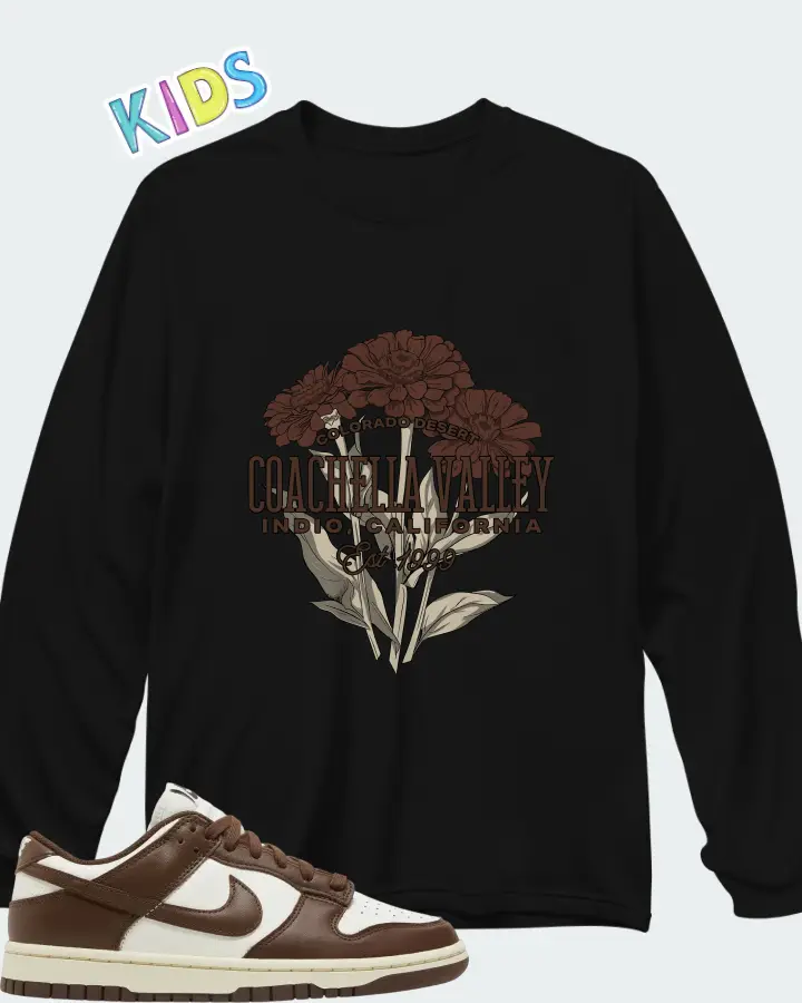 Dunk Low Cacao Wow Matching Kid's Long Sleeve T-Shirt