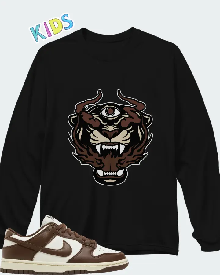 Dunk Low Cacao Wow Matching Kid's Long Sleeve T-Shirt