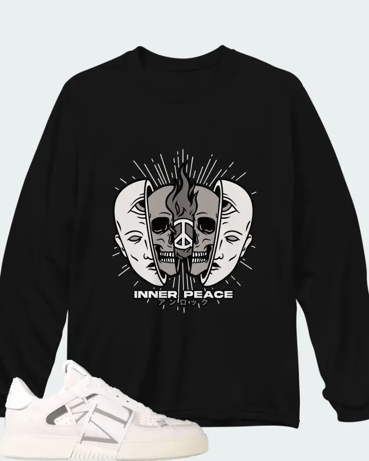 Valentino Garavani VL7N Sneaker Low Top White White Grey Matching Long Sleeve T-Shirt