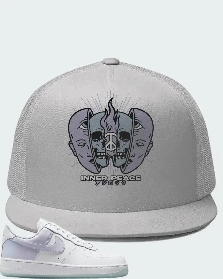 Nike Air Force 1 '07 SE White Blue Tint Metallic Silver Pure Violet Matching Hat