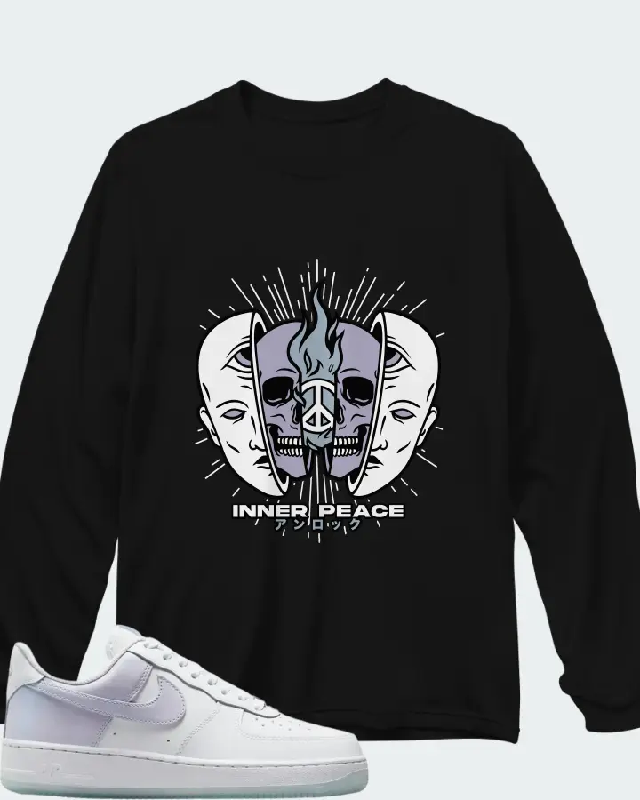 Nike Air Force 1 '07 SE White Blue Tint Metallic Silver Pure Violet Matching Long Sleeve T-Shirt
