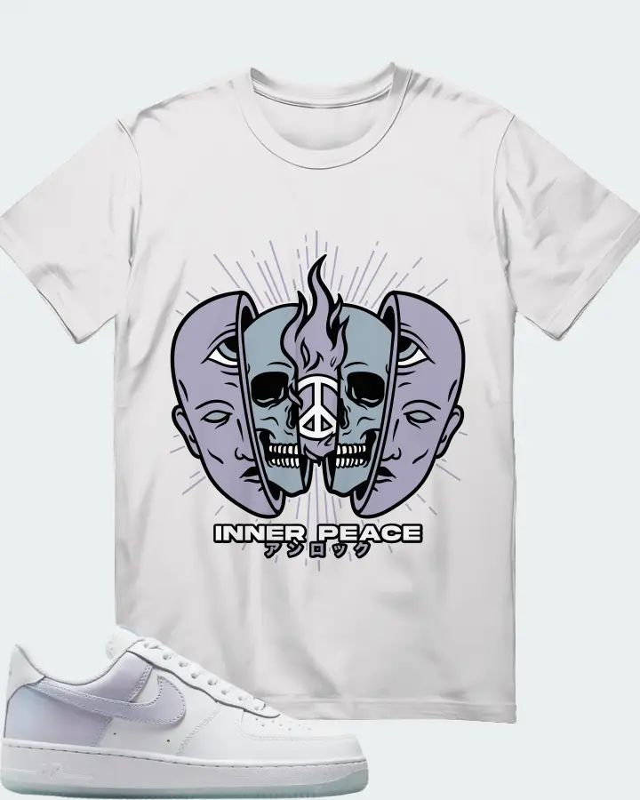 Nike Air Force 1 '07 SE White Blue Tint Metallic Silver Pure Violet Matching T-Shirt