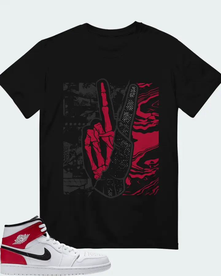 Jordan 1 Mid  Sneaker Matching Black T-Shirt - Peace of mind