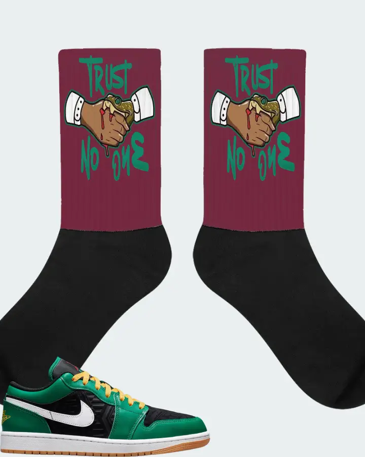 Jordan 1 Low SE Sneaker Matching Maroon Socks - Trust No One