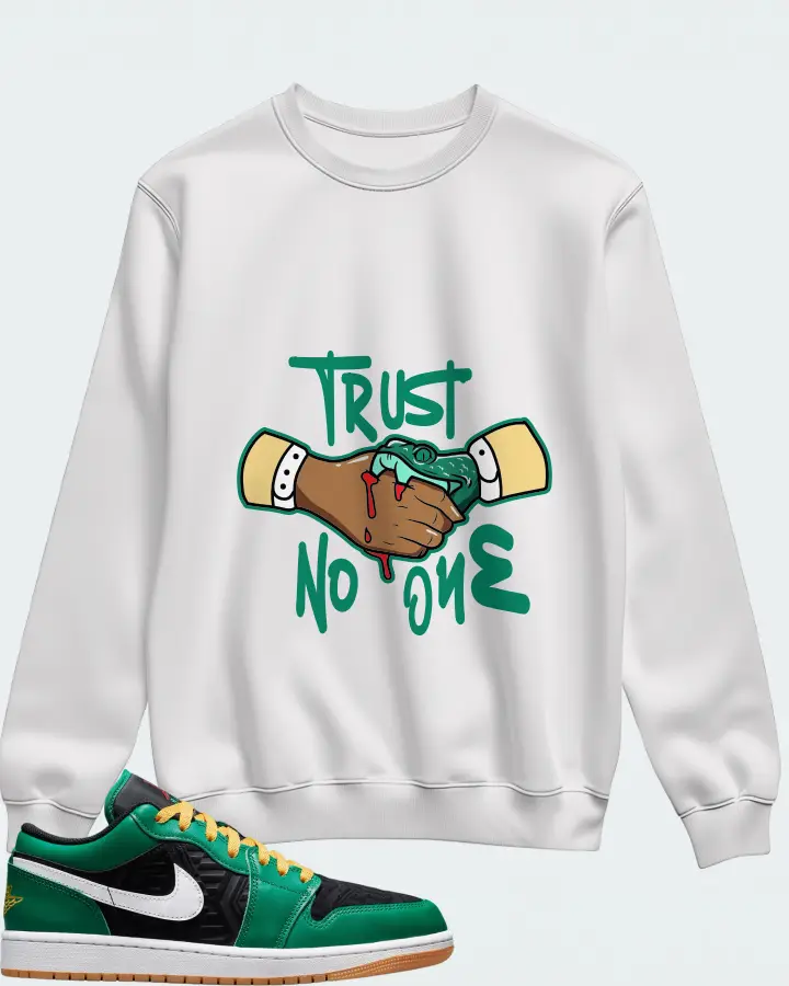 Jordan 1 Low SE Sneaker Matching White Sweatshirt - Trust No One