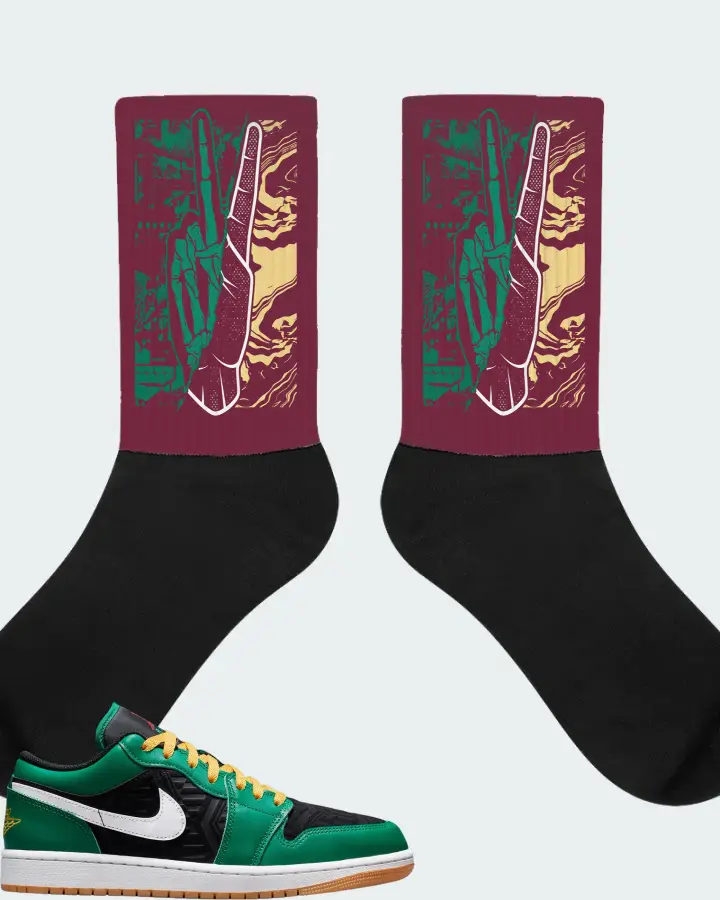 Jordan 1 Low SE Sneaker Matching Maroon Socks - Peace of mind