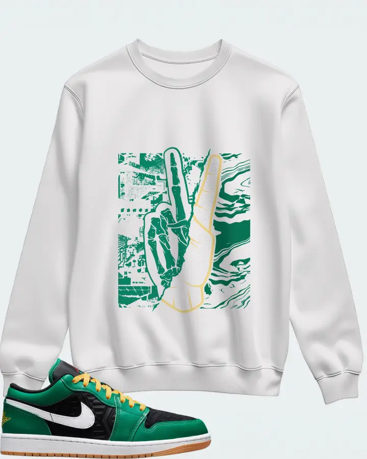 Jordan 1 Low SE Sneaker Matching White Sweatshirt - Peace of mind