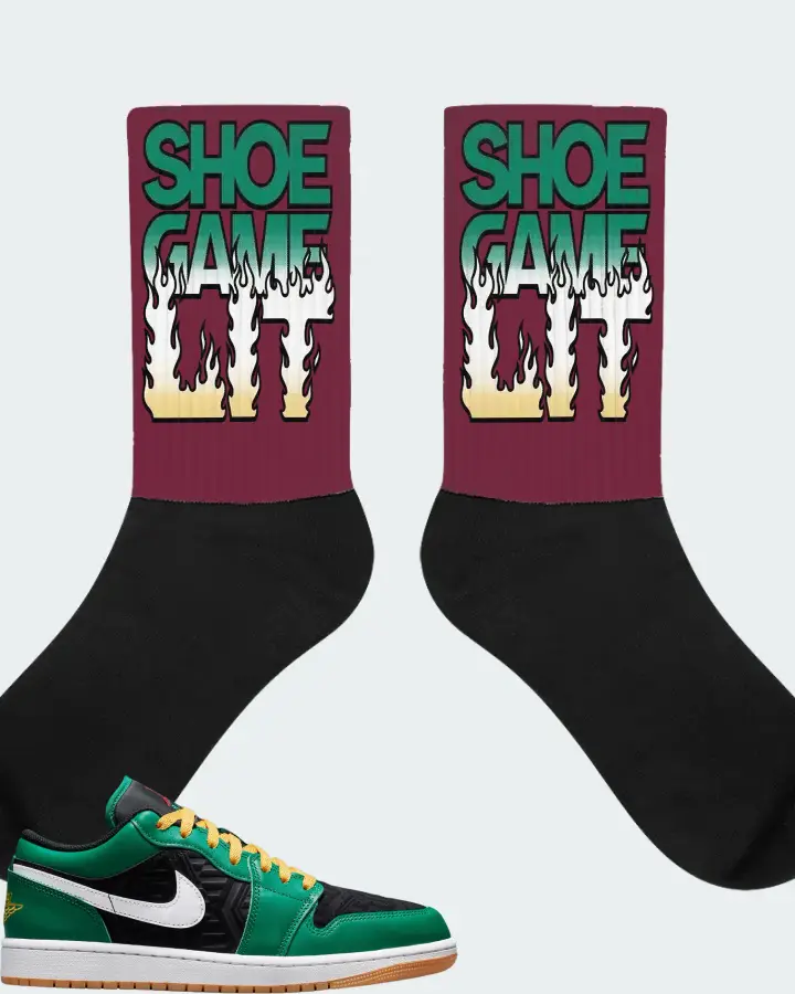 Jordan 1 Low SE Sneaker Matching Maroon Socks - Shoe Game Lit Refreshed