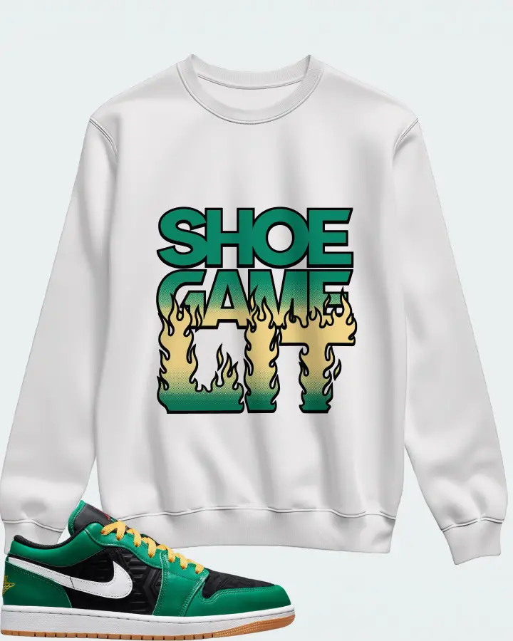 Jordan 1 Low SE Sneaker Matching White Sweatshirt - Shoe Game Lit Refreshed