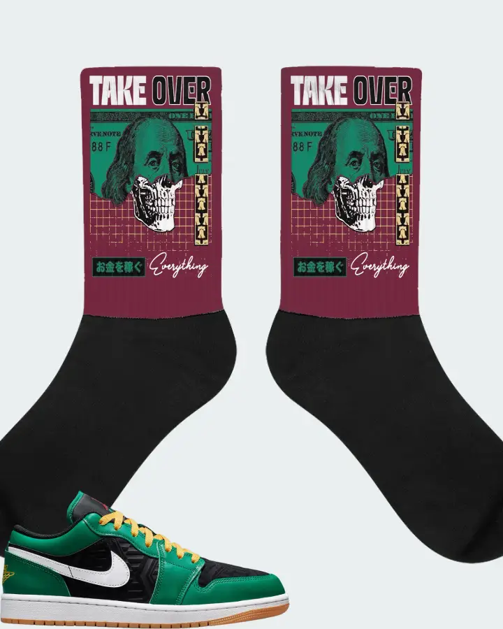 Jordan 1 Low SE Sneaker Matching Maroon Socks - Take Over