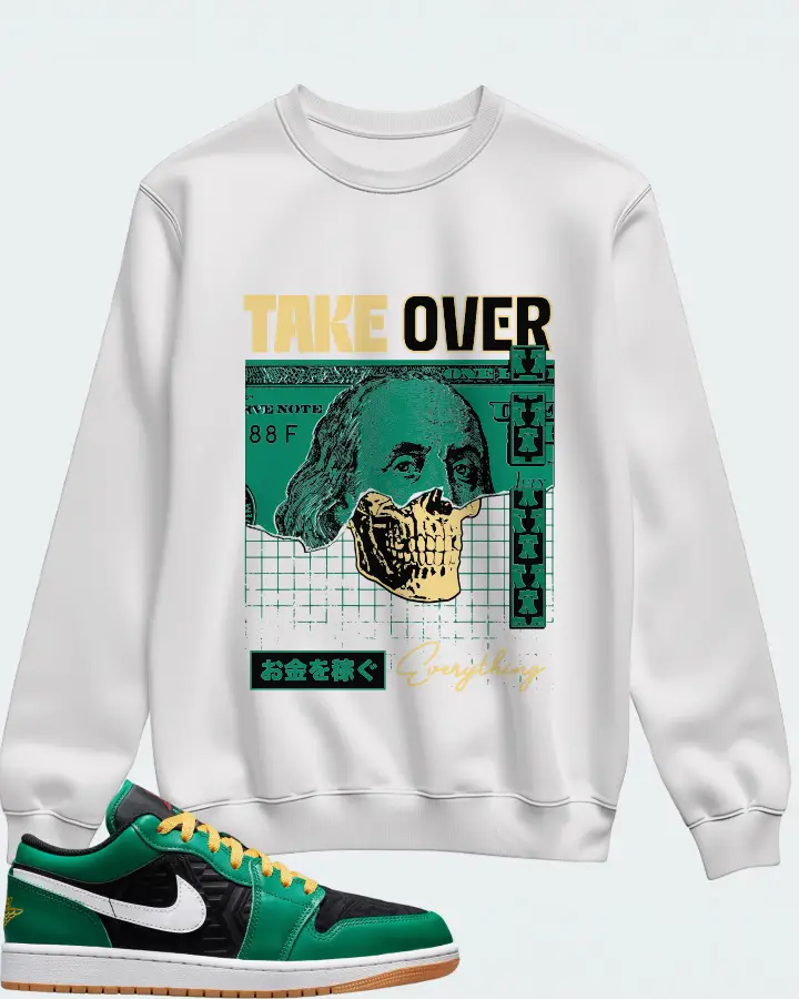 Jordan 1 Low SE Sneaker Matching White Sweatshirt - Take Over