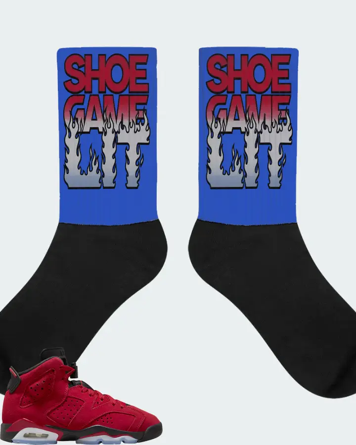 Jordan 6 Retro Sneaker Matching Royal Blue Socks - Shoe Game Lit Refreshed