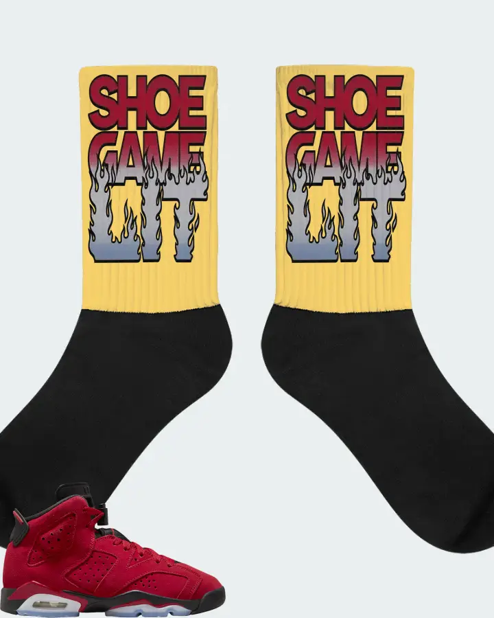 Jordan 6 Retro Sneaker Matching Yellow Socks - Shoe Game Lit Refreshed