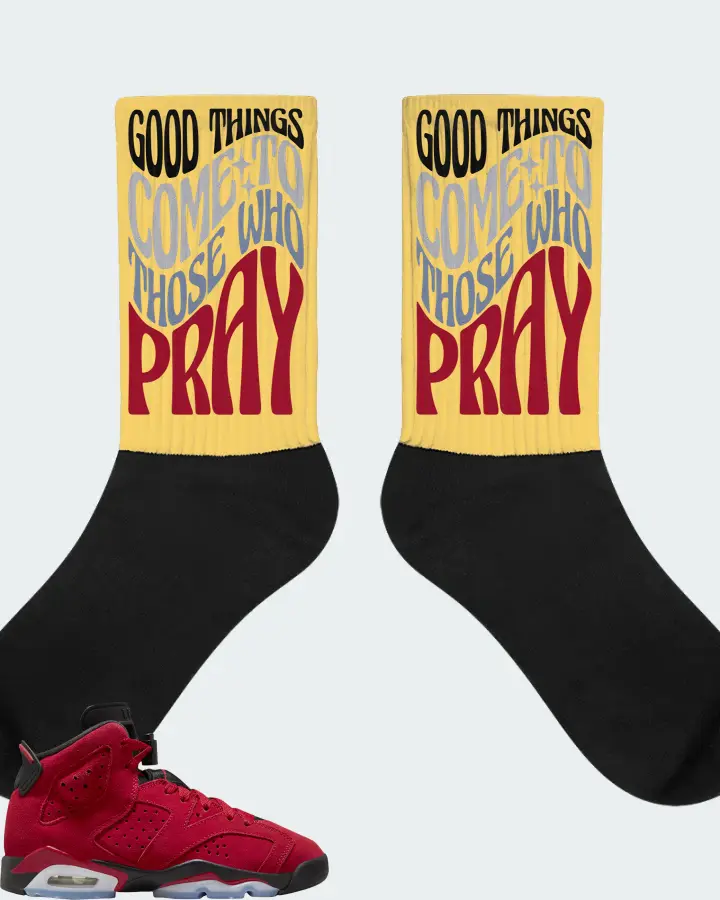 Jordan 6 Retro Sneaker Matching Yellow Socks - Good Things Come To Those Who Pray