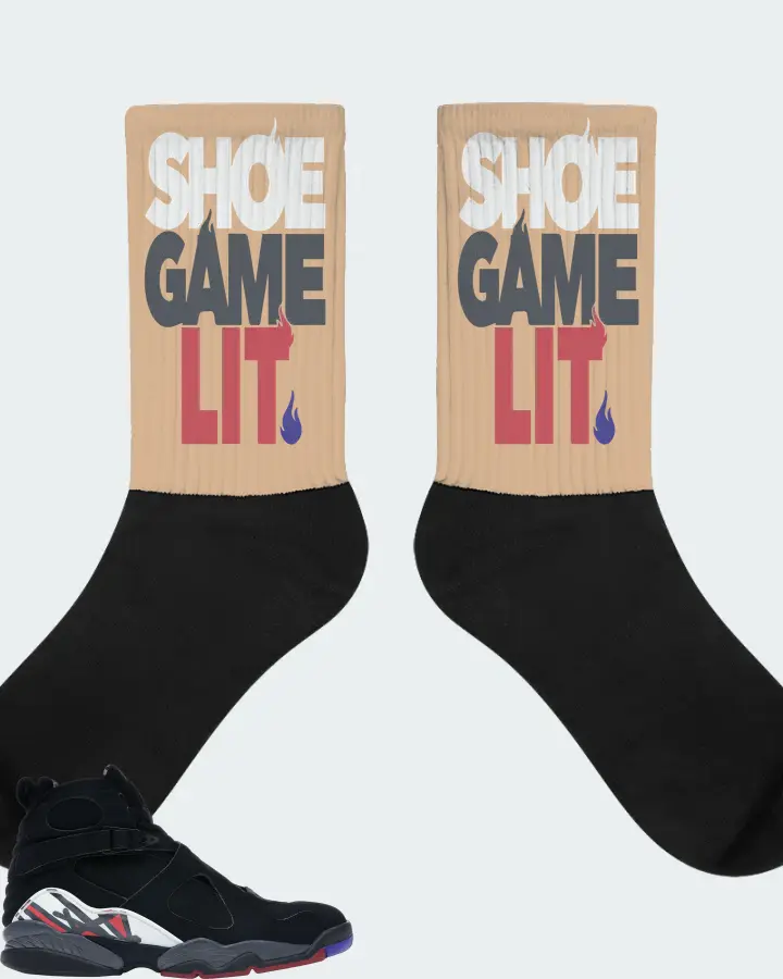 Jordan 8 Retro Sneaker Matching Cream Socks - Shoe Game Lit Classic