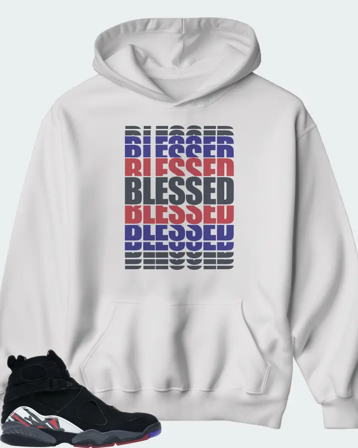 Jordan 8 Retro Sneaker Matching White Hoodie - BLESSED Many Times