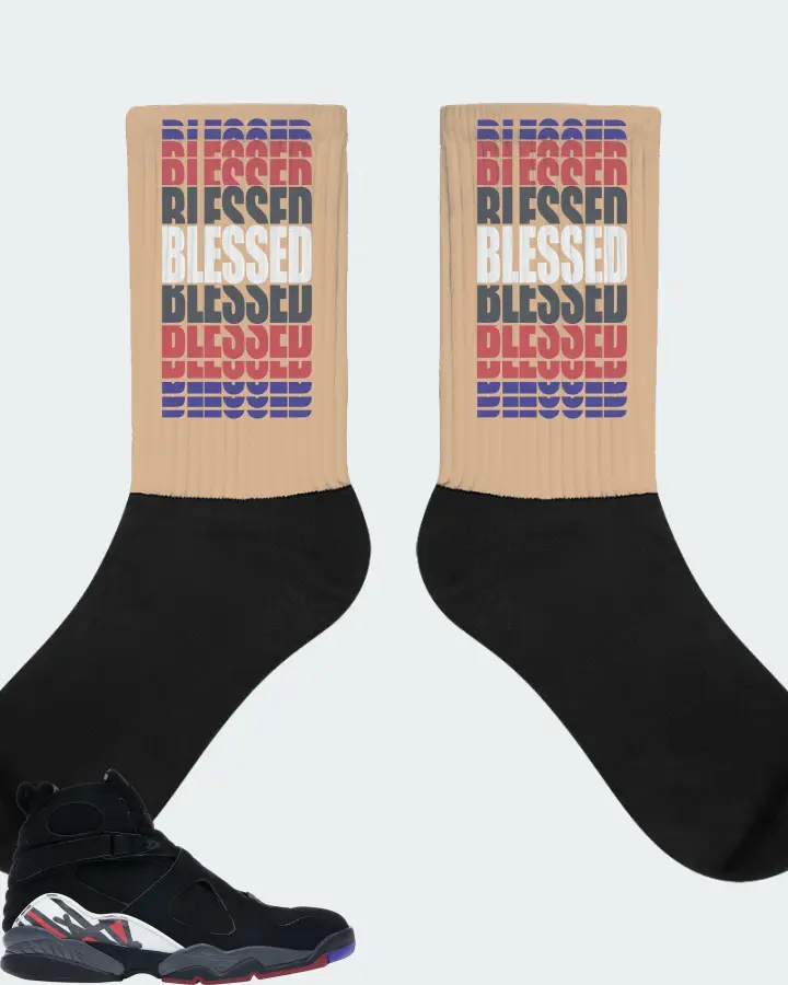 Jordan 8 Retro Sneaker Matching Cream Socks - BLESSED Many Times
