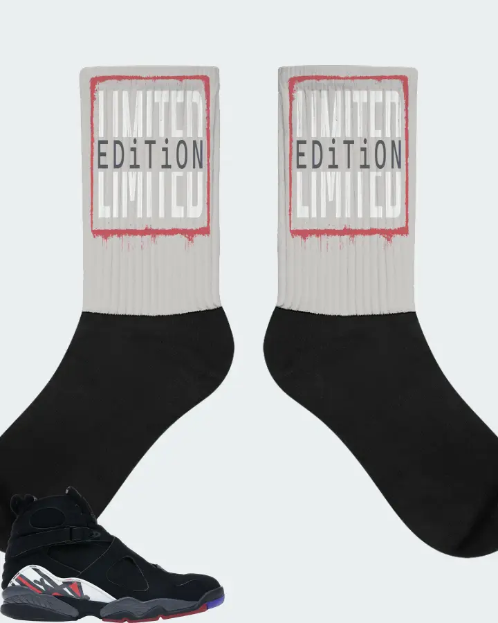 Jordan 8 Retro Sneaker Matching Grey Socks - LIMITED EDITION