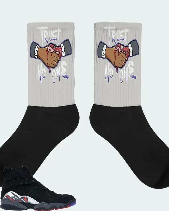Jordan 8 Retro Sneaker Matching Grey Socks - Trust No One