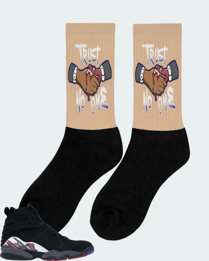 Jordan 8 Retro Sneaker Matching Cream Socks (Trust No One) - View 3