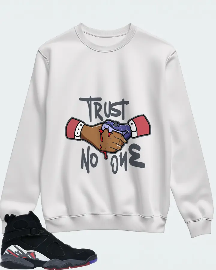 Jordan 8 Retro Sneaker Matching White Sweatshirt - Trust No One