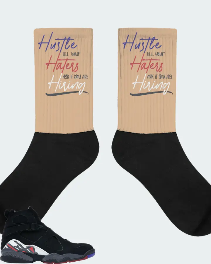 Jordan 8 Retro Sneaker Matching Cream Socks - HUSTLE TILL YOUR HATERS ASK