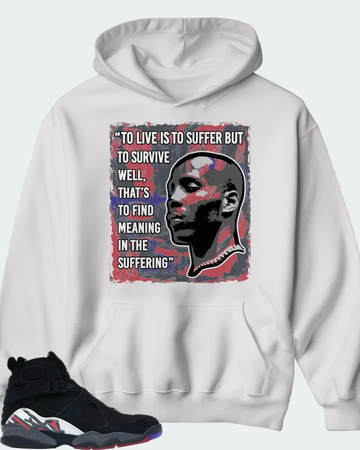 Jordan 8 Retro Sneaker Matching White Hoodie - DMX Suffer Quote