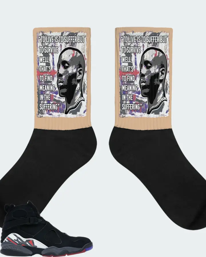 Jordan 8 Retro Sneaker Matching Cream Socks - DMX Suffer Quote