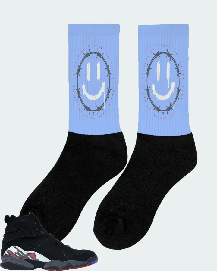 Jordan 8 Retro Sneaker Matching Carolina Blue Socks (PROTECT) - View 3