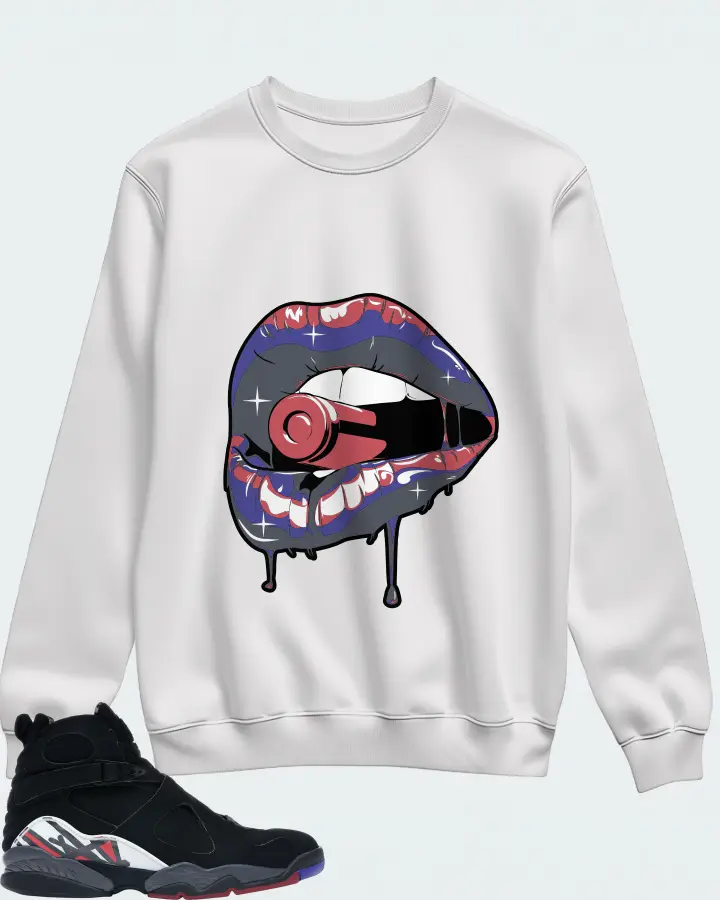 Jordan 8 Retro Sneaker Matching White Sweatshirt - Kiss of Death