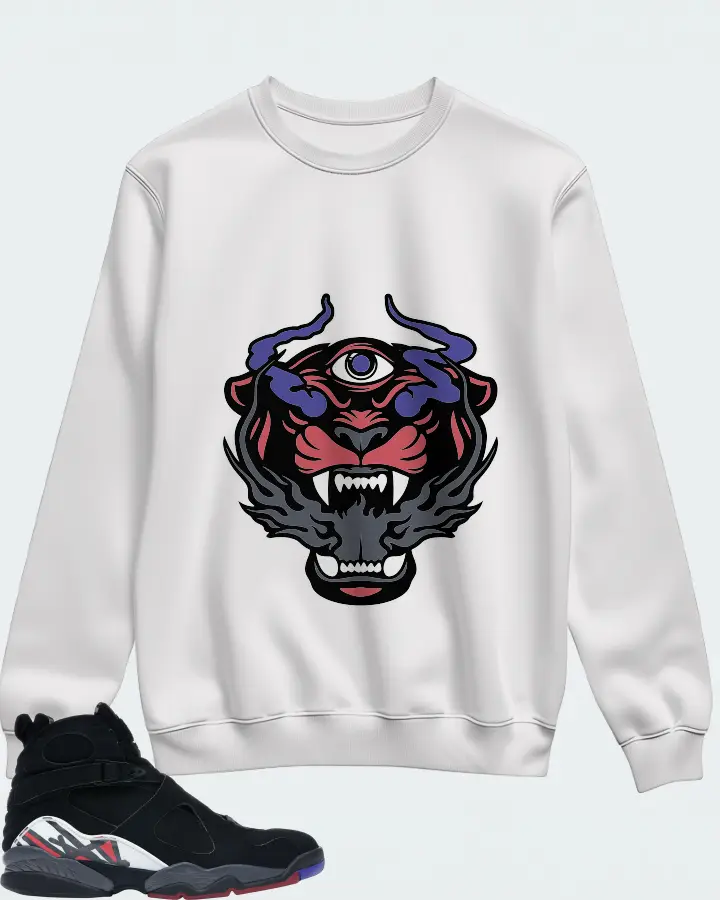 Jordan 8 Retro Sneaker Matching White Sweatshirt (The Beast) - View 1