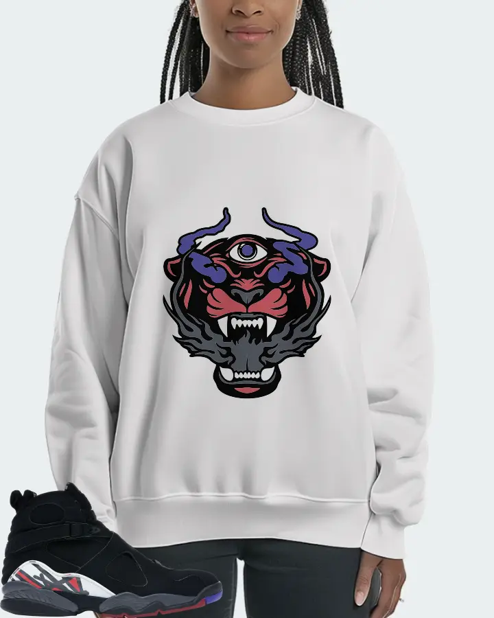 Jordan 8 Retro Sneaker Matching White Sweatshirt (The Beast) - View 3