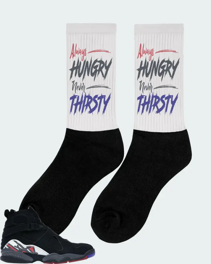 Jordan 8 Retro Sneaker Matching White Socks (Always HUNGRY Never THIRSTY) - View 3