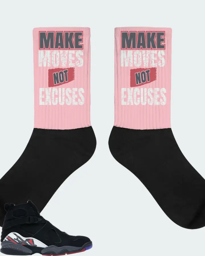Jordan 8 Retro Sneaker Matching Pink Socks - Make Moves Not Excuses