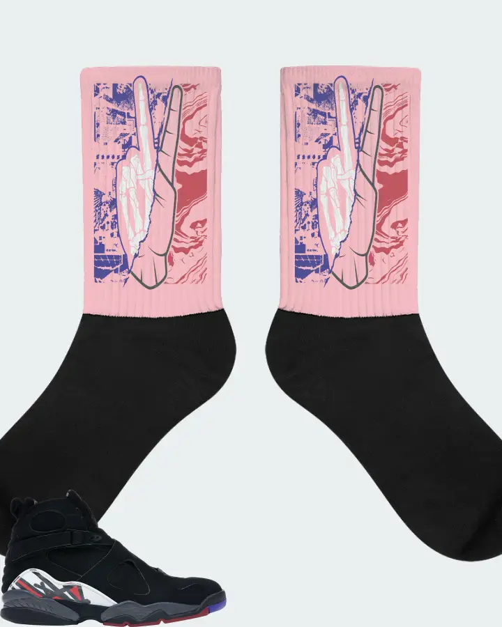 Jordan 8 Retro Sneaker Matching Pink Socks - Peace of mind